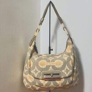 Coach Signature Kristin Op Art Ikat Metallic Satchel Shoulder Bag